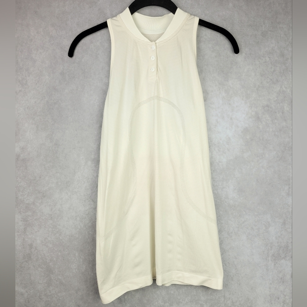 Lululemon White/ Off-white Sheer Striped Sweat Life Tank‎ Size 6